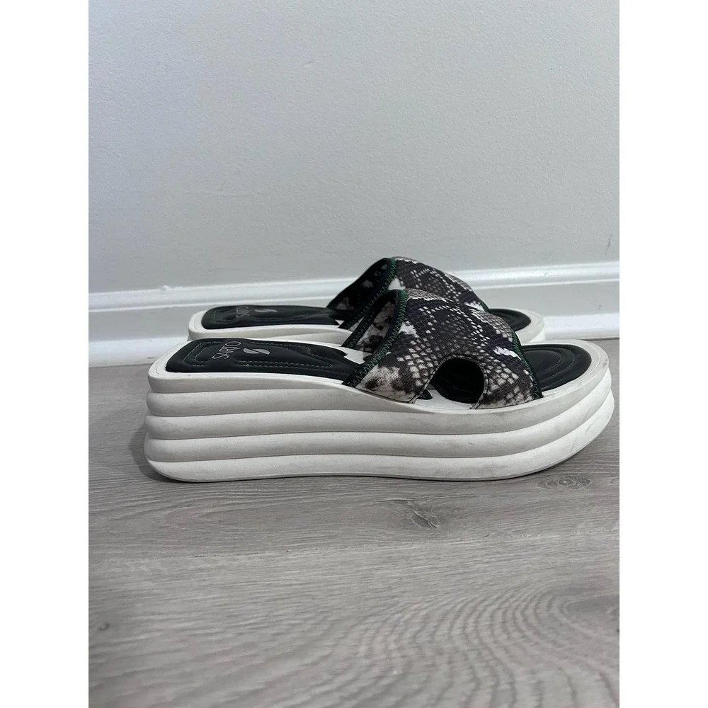 Franco Sarto‎ Vina-2 Snakeskin Platform Slide Sandals Womens 11 Animal Print Y2K